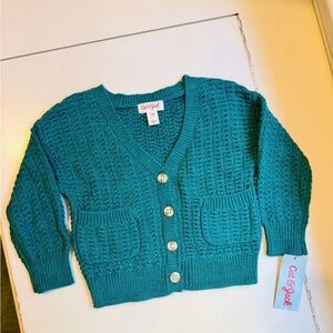 Cat & Jack Teal Green Button-Up Cardigan Sweater Baby Girls 12 months NWT
